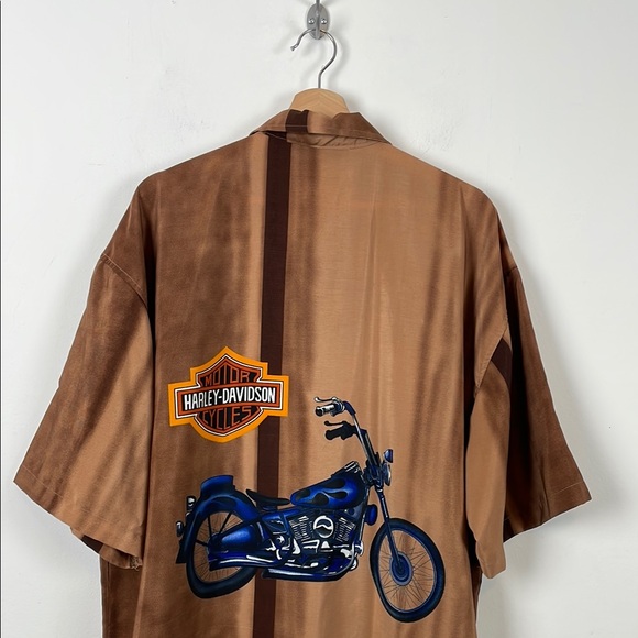 Platinum Silver Men's XL Short Sleeve Button Down Harley-Davidson Print on Shirt - Picture 7 of 8